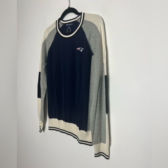 NEW Cutter & Buck New England Patriots Stride Colorblock 100% Cotton Sweater L - Picture 4 of 14